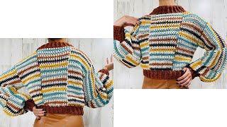 Sweater o jersey multicolor a crochet || Tutorial ||