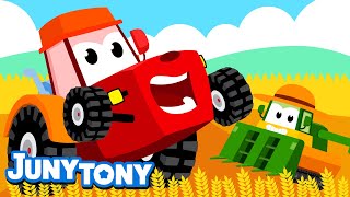 Farm Vehicles | Tractor, Combine | Vehicle Songs for Kids | Preschool Songs | JunyTony