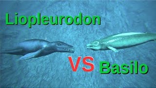 Liopleurodon vs Basilosaurus (and Mosasaurus) || ARK: Survival Evolved