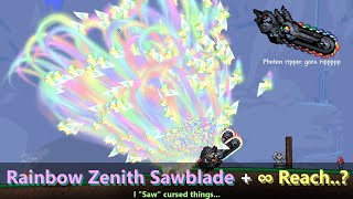 Zenith Chainsaw in Terraria calamity 1.4 ─ Crazier with +∞ tool Reach... What?