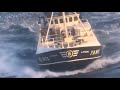 ship in storm - fishing trawler rough sea