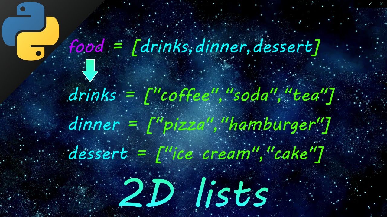 Python 2d Lists рџ ћ Youtube