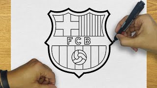 HOW TO DRAW  BARCELONA CLUB LOGO | STEP BY STEP | DRAWING FC BARCELONA EASY