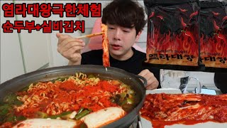 염라대왕 극한체험 순두부넣고 캡사이신 청양고추20개 실비김치와 먹방 Spicy food eating show (라방편집)