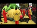 Giant novelty balloons inflated for Thanksgiving parade