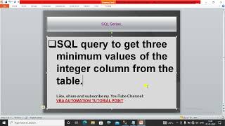SQL query to get minimum nth values of integer column from table|| SQL || Minimum 3 values in SQL