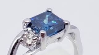 $2250 10K  Blue Diamond(0.55ct) Diamond(0.05ct) Ring