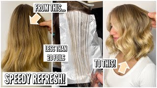 The SPEEDIEST foil highlight refresh placement! Sun kissed and root shadowed with Shades EQ Gloss