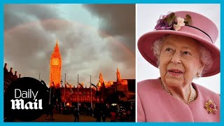 The Queen's final farewell: Magical rainbow lights up Westminster on day of funeral