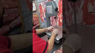 How meat is cut , blade machine.