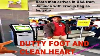 Jamaican Rasta Man arrives with Crocus Bag in USA airport