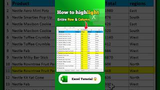 How to Highlight Entire Row \u0026 Column in Excel ⁉️🤔 #shorts #excel