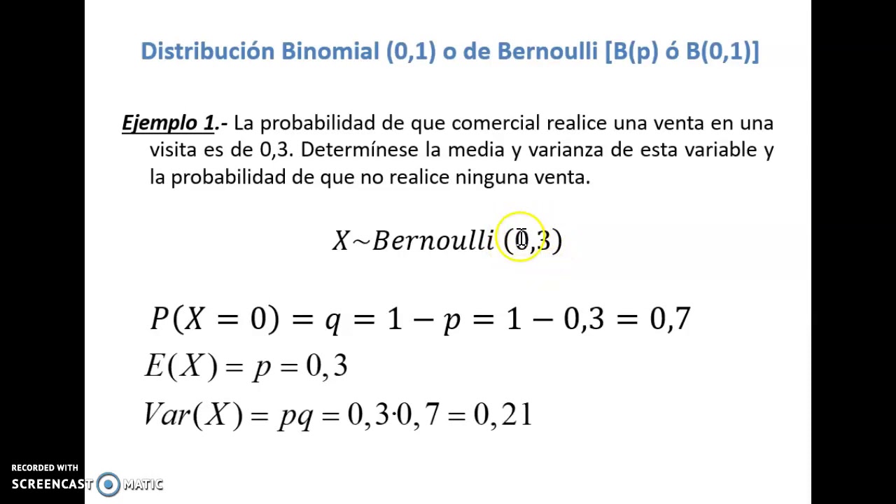 Ejemplo Distribución Bernoulli Y Distribución Binomial - YouTube