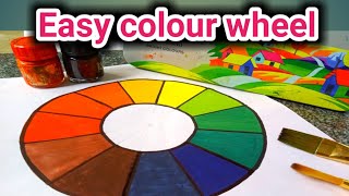 How to draw colour wheel / poster colour painting / easy color wheel drawing  #colourwheel