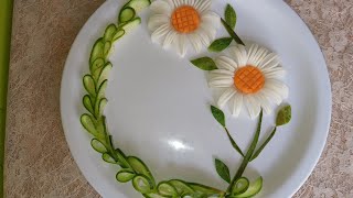 Carrot, cucumber, radish carving amazing salad decoration idea #🥕🥒
