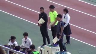 第64回全日本実業団陸上男子100m表彰式(山縣 ｹﾝﾌﾞﾘｯｼﾞ 馬場)