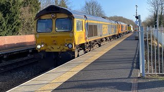 1 crane  \u0026 10 Wascosa yellow ballast wagons “Port of Immingham” 66742 \u0026 66314 27/1/2025