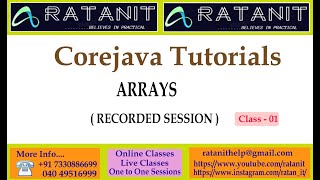 Core Java Tutorials || ARRAYS || by Mr.Ratan || class-01