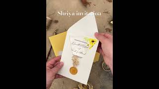 Sunflower Acrylic Wedding Invitation Card, Shiny Gold Envelope, Clear Acrylic Luxury Invites