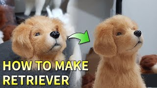 How to make Golden Retriever with wool. Needle felt tutorial. 양모로 실사화 골든 리트리버 피규어 인형 만드는 방법. 양모펠트