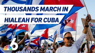 Thousands March in Hialeah on Fifth Consecutive Day of Protests for Cubans