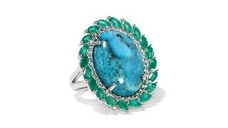 Rarities Turquoise, Green Onyx and White Zircon Ring