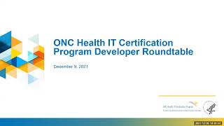 ONC Health IT Certification Program Developer Roundtable