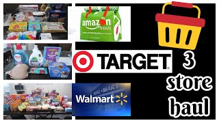 3 Store GROCERY HAUL | Amazon Fresh, Target, & Walmart!