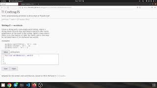 CodingJS String-2 -- wordEnds Javascript solution