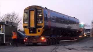 FGW Class 158 on a low loader at Fareham 07/12/2014