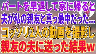 【スカッとする話】体調不良でパートを早退し家に帰ると夫が親友と真っ最中   コッソリ二人の動画を撮影し親友の夫に送ってやった結果w