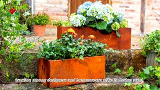 Modern Outdoor Corten Trough Planter | Weathering Steel Garden Planter Box #planter #flowerpot