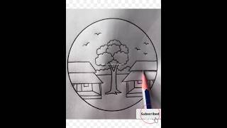 Circle drawing|| easy house drawing #drawing #circleart #art #easydrawing