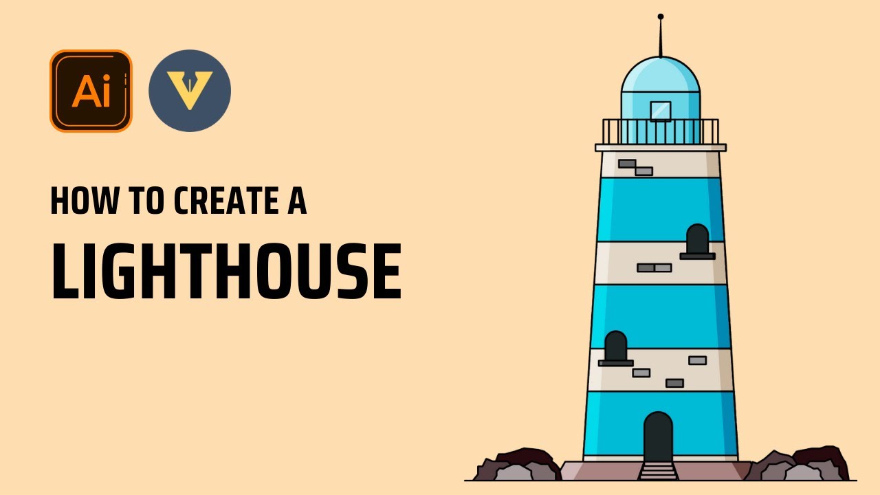 Adobe Illustrator Tutorial Create Lighthouse Flat Design Youtube