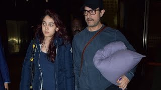 Aamir Khan and Daughter Ira Khan get Snapped at the Mumbai Airport