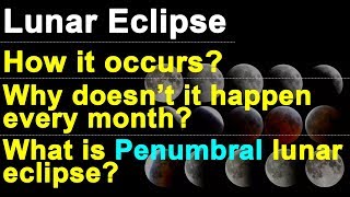 Lunar Eclipse - Partial, Full moon, Penumbral | When \u0026 How it occurs | Diff btn Solar \u0026 Lunar