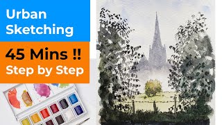 Urban Sketching for Beginners - A Simple Demo of a Salisbury Cathedral