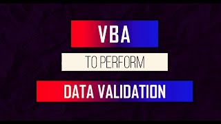 VBA - To perform data validation
