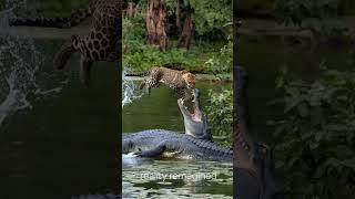 Leopard vs Crocodile 🐊 #crocodile #leopard #wildanimals #animals #animalworld #wildlife #nature