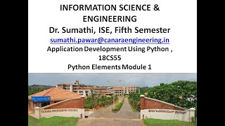 VTU PYTHON 18CS55 M1 L2 Python Basics