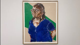 Claudette Johnson : Figure in Cobalt on Green, 2023 | Ortuzar Projects