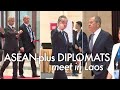 Chinese, Russian and Indian foreign ministers captured arriving for ASEAN FMs' Meeting held in Laos