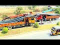 incredible mix huge dump truck 50ton driving wrong way uploading overturned into deep grade rescu…