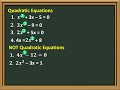 math 9 definition of quadratic equations part 1