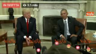 Obama e Trump insieme alla Casa Bianca si stringono la mano