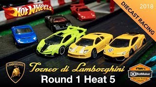 Round 1 Heat 5 - Tournament of Lamborghini - Hot Wheels Diecast Racing
