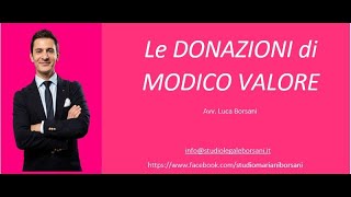 Le donazioni di modico valore | Avv. Luca Borsani