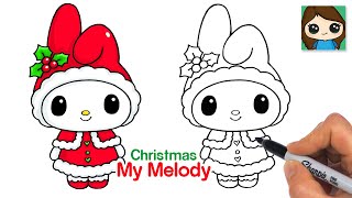 How to Draw My Melody Christmas Winter Holiday | Sanrio