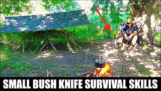 Small Bush Knife Wilderness Survival Skills! How to do Basic Survival with a Medium Knife!