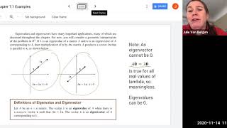 Math 250 Introduction to Eigenvalues and Eigenvectors